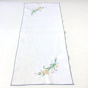 Vintage Needlepoint Dresser Scarf Table Runner Floral Embroidery 12.75”x29.5”